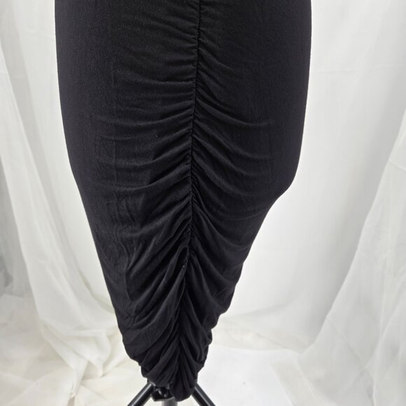 76-27 Torrid Supersoft Bodycon Black Ruched Knit T-Shirt Dress Size 1 (14/16) - Picture 7 of 14
